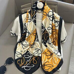 2/$30 NEW Black Gold White Printed Silky Fashion Head Neck Scarf Geometric